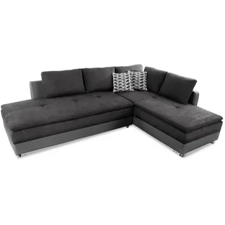 luma-home Eckcouch Kunstleder + Mikrofaser 4-Sitzer Grau