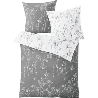 KLEINE WOLKE Savannah Blumen Grau 155 x 220 cm + 2 x 80 x 80 cm