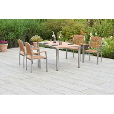 Bild von Garten-Essgruppe »»Keros««, (Set, 5 tlg., Geöltes Akazienholz, Edelstahlgestell), Tisch: LxB: 150x90 cm, beige