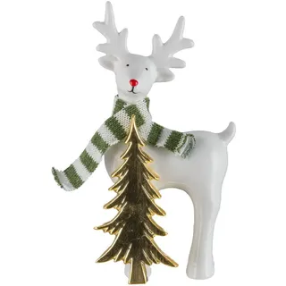 creativ home Weihnachtsfigur Hirsch mit Schal weiß