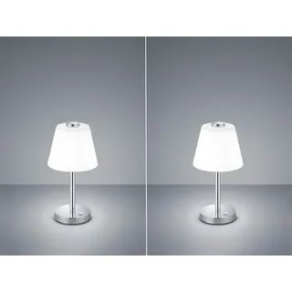2 Stck LED Wohnzimmerlampe Chrom TOUCH dimmbar Nachttischleuchte Glasschirm weiß