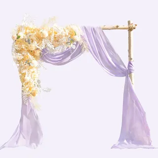 EBETA Hochzeit Volant Querbehang Freihanddeko für Hochzeitsbogen & Traubogen Himmelbett Vorhänge Gardine für Fenster Deko aus Chiffon-Stoff (Lila, 70x600 cm)