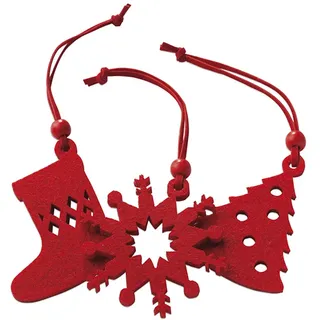 eBuyGB Weihnachtsbaum-Deko-Set zum Aufhängen, Filz, rot, 18,8 x 8.61 X 2.01 cm