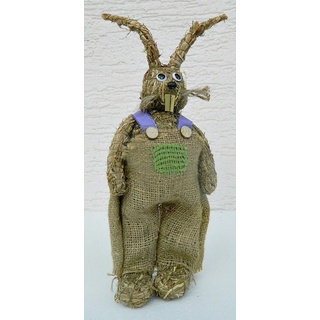 JS GartenDeko Deko Figur Tierfigur Heufigur Heu Hase H 28 cm stehend mit Latzose