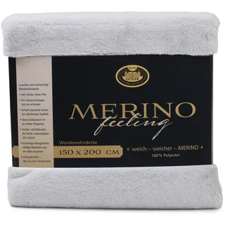 Gözze Merino Wendedecke Kuscheldecke 150 x 200 cm Silber
