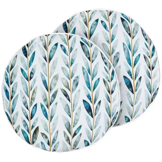 Beliani Gartenkissen 40 x 40 cm weiß/grün rund 2-tlg.