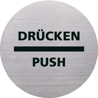 Helit Piktogramm Drücken / Push Ø115 mm Edelstahl