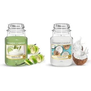 Yankee Candle Duftkerze im Glas| Vanilla Lime | Brenndauer bis zu 150 Stunden| Große Kerze im Glas & Duftkerze im Glas (Große Kerze im Glas) | Coconut Splash | Brenndauer bis zu 150 Stunden