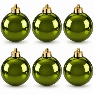 6 x Weihnachtskugeln aus Kunststoff (6 Stück grün (glänzend) Ø 15 cm) | Für den Innen- und Außenbereich – Bruchsicher Outdoor Christbaumkugeln Weihnachtsbaumkugeln Baumkugeln