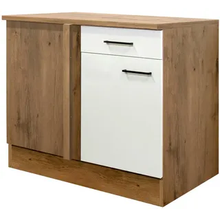 FlexWell Eckunterschrank , Eichefarben, Magnolie , Metall , 1 Fächer , 1 Schublade(n) Schubladen , 110x85x57 cm , Made in Germany , individuell planbar , Küchen, Küchenmöbel, Küchenschränke, Küchenunterschränke