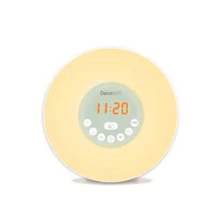 Lexibook, Decotech, Sonnenaufgangs-Farbwecker, Wecklicht, FM-Radio, Nachttischlampe, Sonnenaufgangs- und Sonnenuntergangssimulation, 6 Naturtöne, Schlummerfunktion, Nachtlicht, RL998