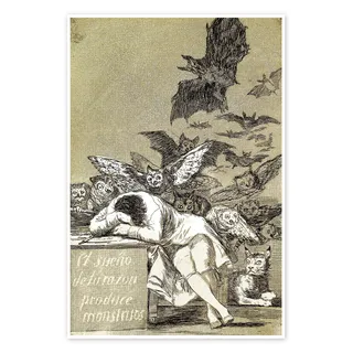 Posterlounge Der Schlaf der Vernunft gebiert Ungeheuer Poster | 70 x 100 cm von Francisco José de Goya Beige Wandbilder Wanddeko