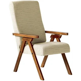 ESSEGI Sessel aus Holz Fiammta SRL Relax mit Liegefunktion Stoff Beige abziehbar