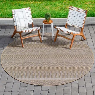 Sanat Teppich »Melissa 8003« rund 10 mm Höhe Kurzflor, In -und Outdoor geeignet, Außenbereich, Wohnzimmer, braun