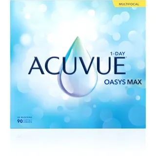 Acuvue OASYS MAX 1-Day MULTIFOCAL Tageskontaktlinsen – 90 Gleitsichtlinsen für den Nah-, Zwischen- und Fernbereich – Tageskontaktlinsen mit -0.50 dpt und BC 8.4 – UV Schutz & angenehmes Tragegefühl
