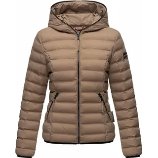 Navahoo Damen Herbst Frühling Jacke Übergangsjacke Steppjacke Kapuze Neevia Taupe Gr. 34 - XS - Braun
