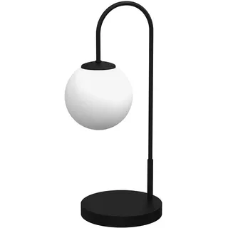 Tischlampe Schlafzimmer Glas Metall 52 cm Schwarz Weiß Kugel Leuchte Nachttisch