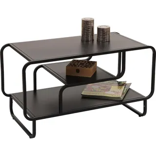 Couchtisch HWC-O49, Wohnzimmertisch Tisch, Industrial 3 Ablagen, Metall 45x80x40cm schwarz - Schwarz