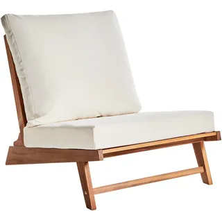 Beliani Gartensessel Heller Holzfarbton Micciano , Hellbraun, Weiß , 70x71x91 cm , Gartenmöbel, Loungemöbel, Loungesessel