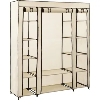 vidaXL Stoffschrank mit Fächern Kleiderstangen Creme 150x45x176cm - Creme