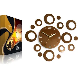 ModernClock, Quarzuhr, wanduhr modern, Ring copper, uhr - Braun