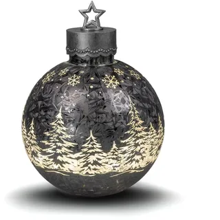 formano Deko-Kugel Frosty grau 35cm mit LED Licht Timer Beleuchtete Glaskugel - Weihnachtsdekoration Tisch Regal Deko-Kugel 6h/18h Timer Weihnachtskugel zum Stellen