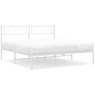 vidaXL Bettgestell mit Kopfteil Metall Weiß 120x190 cm - Weiß