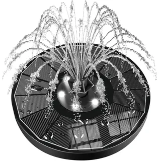 SZMP Solar Springbrunnen für außen 3.5W, Solar Teichpumpe mit 2200mAh Akku, 8 LED Licht Solarbrunnen mit 8 Düse & 4 Fixer Solar Wasserpumpe, Solar Schwimmender Solarbrunnen für Draussen, Vogel-Bad