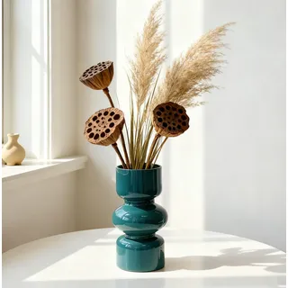 Ins Moderne Vasen, Hydroponische Glasblumenvase, Tulpenvase Glasblasenvase für Blumen, Dreischichtige Glasvase für Dekoration, Geometrische Glasvase für Haus/Büro/Hochzeit/Party(Dunkelgrün)