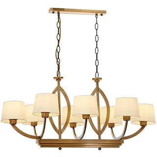 Elegant Chandelier with Metal Body & Glass Cap, 90 cm Height, 100 cm Width | Cream & Vintage Colors | 8 x E27 Max 40W | Modern Glam Design for Home