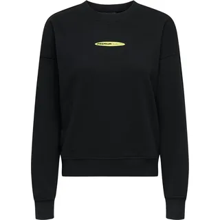 Sweatshirt ONLY "ONLPHILEA L/S FRUIT O-NECK UB SWT", Damen, Gr. L, schwarz (schwarz print:avocado), Sweatware, Obermaterial: 80% Baumwolle, 20% Polyester, bedruckt, regular fit normal, Rundhals, Rippbündchen, Sweatshirts Sweatshirt