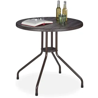 Relaxdays Gartentisch Ø 80 x 75 cm Braun