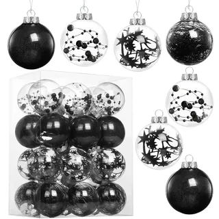 Kesote Weihnachtskugeln Schwarz 24x Christbaumkugeln Weihnachtsbaumschmuck Weihnachtsdeko für Weihnachten Party