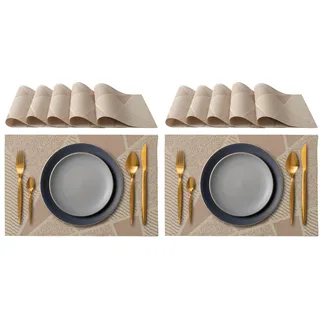 IPEA 6er Set Tischsets Abwaschbar Beige - 45 x 30 cm - für Abendessen, Mittagessen, Frühstück, 6 Stück - Waschbar, Hitzebeständig, rutschfest, Schmutzabweisend, für Küchentisch und Wohnzimmer