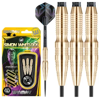 Winmau Darts Champions Simon Whitlock Brass 22g Profi Steeltip Dartpfeile Set mit Flights und Schäfte