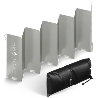 evocamp Windschutz für Gaskocher, Spirituskocher Outdoor, Campingkocher, Grill, Camping Feuerstelle, Gaskocher Windschutz faltbar, vielfältig einsetzbar, 3 Größen erhältlich, inklusive Tasche