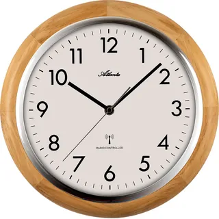 Atlanta - 03-4536-30 - Funkuhr - Wanduhr - Braun, Silber, Weiß