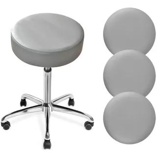 DONGKER Hocker Bezug Rund, 4 Stück PU-Leder Hockerbezug, Durchmesser 30-36cm, Dehnbar Knitterfrei Hocker Rundbezug für den bezug für Barhocker Rund