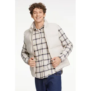 Steppweste LINDBERGH, Herren, Gr. XL, weiß (sanftes weiß), Obermaterial: 49% Baumwolle, 41% Polyester, 10% Nylon, regular fit, Westen Steppweste, mit praktischen Vordertaschen