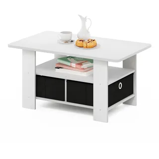 Furinno Andrey Couchtisch mit Schublade, Weiß/Schwarz