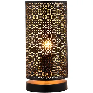 Marrakesch Tischlampe Nachttischlampe 25cm groß | Orientalische Deko Lampe im Wohnzimmer Schlafzimmer oder Kinderzimmer | Moderne Tischleuchte Tuza schwarz aus Metall mit E27 Fassung