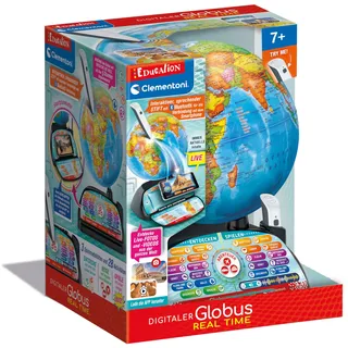 CLEMENTONI Digitaler Globus Real-Time - Kinderglobus für Kinder ab 7 Jahren - Interaktive Weltkugel zum Lernen & Spielen 59364