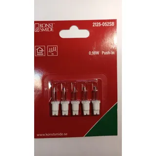 Konstsmide 2125-052SB Ersatzbirne, 5er-Blister, klar, 7V, 0.98W, weiße Steckfassung, weiß