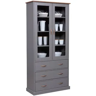 Interlink Vitrinenschrank Luzerna 10 90 x 190 x 38 cm GRAU