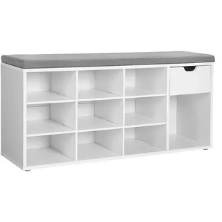 VASAGLE Schuhbank 30 x 104 x 48 cm weiß-grau / grau