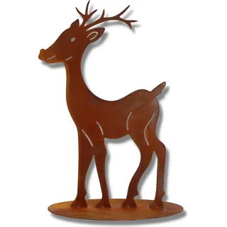 Rostikal Hirsch Deko 50 cm Gartendeko Rost Figur Edelrost Deko Wohnzimmer Weihnachten Deko Rentier - Braun