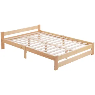 Urban Meuble Bett 140x200 cm Natur Futonbett aus Kiefer mit Lattenrost Modern , Beige , Holz , Rechteckig , Schlafzimmer, Betten