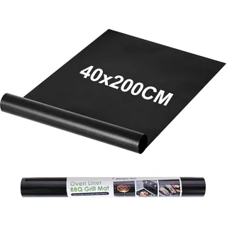 BBQ Grillmatte für Gasgrill 40x200cm | Übergroße Zuschneidbar Grillmatten Teflon Grillplatte,Antihaft Grill Matte Backmatte, Wiederverwendbar Grill Matten für Gasgrill und Holzkohle, PFOA-Fre