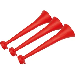 FUN FAN LINE - 3er-Pack Vuvuzelas aus Widerstandsfähigem Kunststoff | Animationstrompeten für Fußball, Sportveranstaltungen und Partys | Hupe Extremer Lärm 120 DB | Partyzubehör für Fans (Rot)