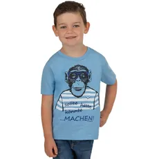 Trigema T-Shirt »TRIGEMA T-Shirt mit großem Affen-Druckmotiv«, (1 tlg.), blau